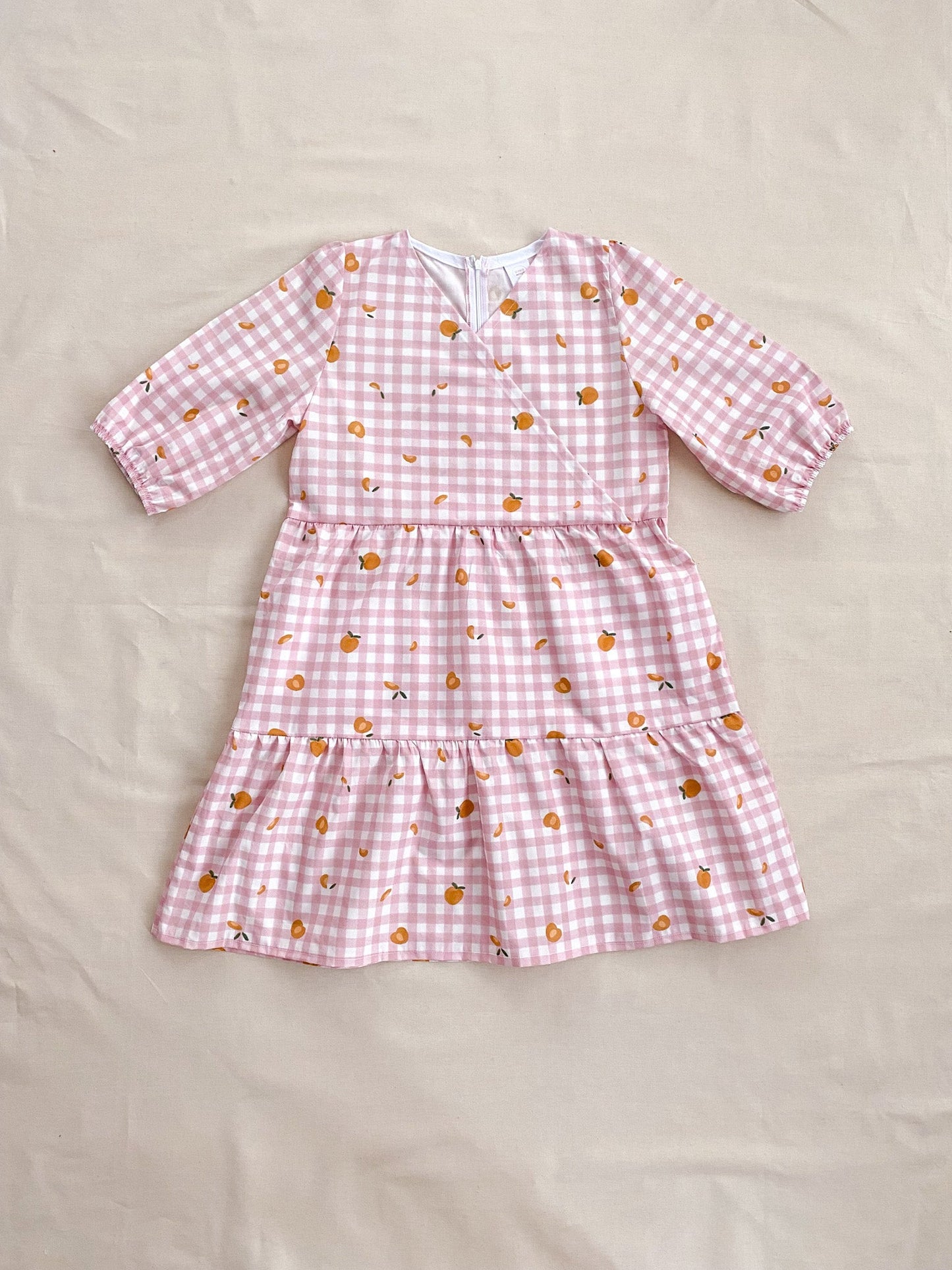 Maple dress in apricot picnic - size S